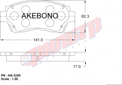Колодки тормозные дисковые передние Akebono   AN322WK